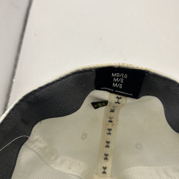 Under Armour Hat Cap Stretch Fit White Black Embroidered Mens Golfer Blitzing - Picture 3 of 5